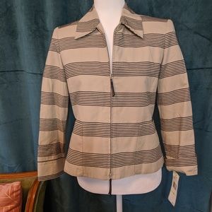 Jones New York Striped Jacked 3/4 Sleeve